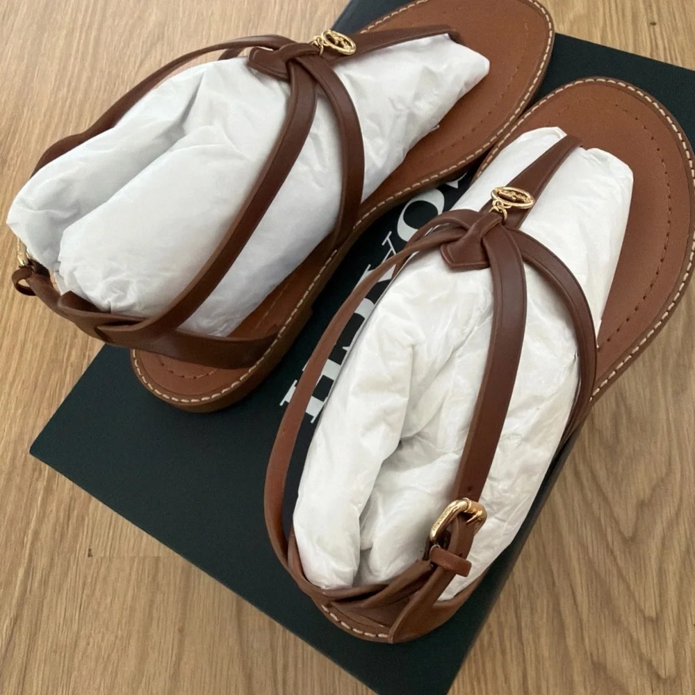 Coach Lydia Leather Sandal in Saddle (Brown) size 9.5 B women new